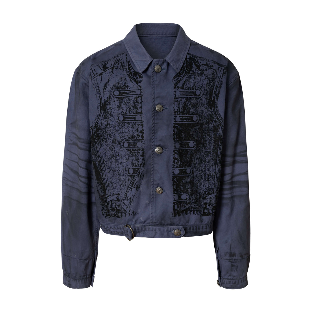 YADcrew Distressed Napoleon Print Washed Work Jacket | Face 3 Face