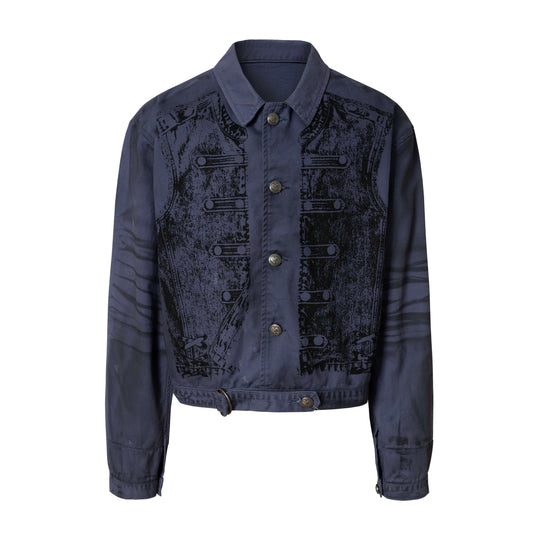 YADcrew Distressed Napoleon Print Washed Work Jacket | Face 3 Face