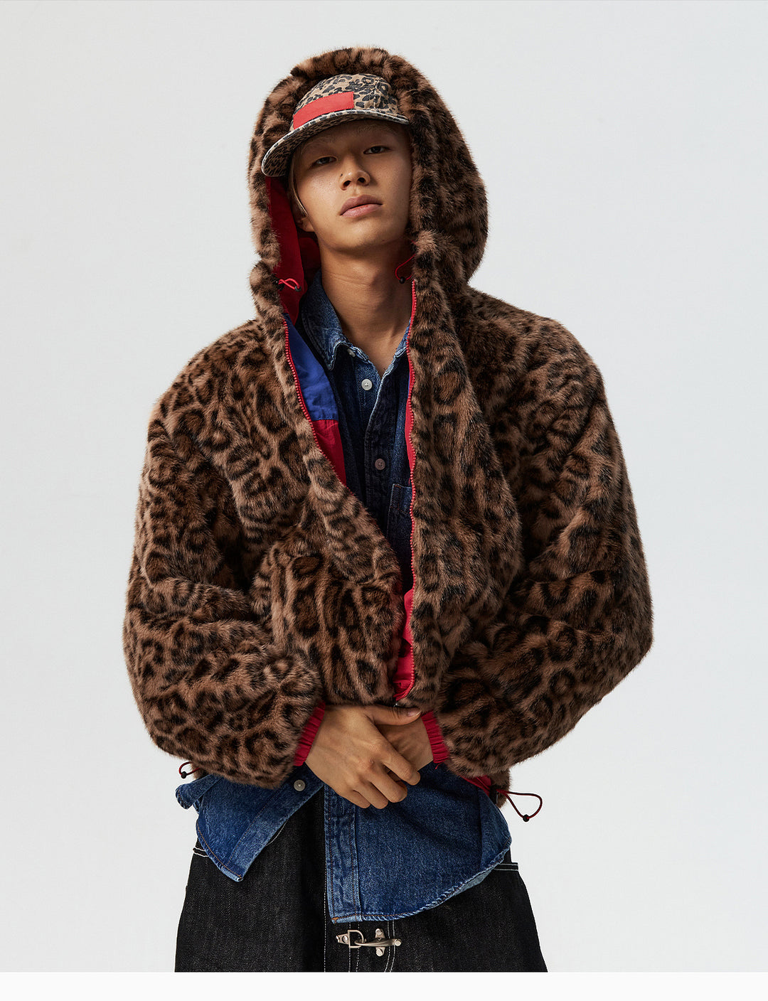 MEDM Reversible Leopard Fur Hooded Track Jacket | Face 3 Face