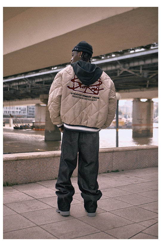 Remedy x STA STARMD Embroidered Quilted Hoodie Jacket | Face 3 Face