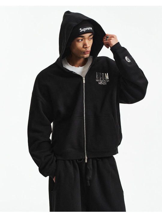MEDM 3D Metallic Logo Zip Up Hoodie | Face 3 Face