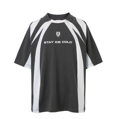 F2CE Deconstruction Stitching Contrast Color Printing Sports Polo Shirt