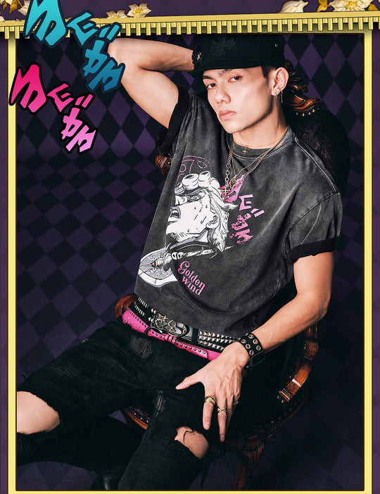 MEDM × JOJO Vintage Washed Character Print Tee | Face 3 Face