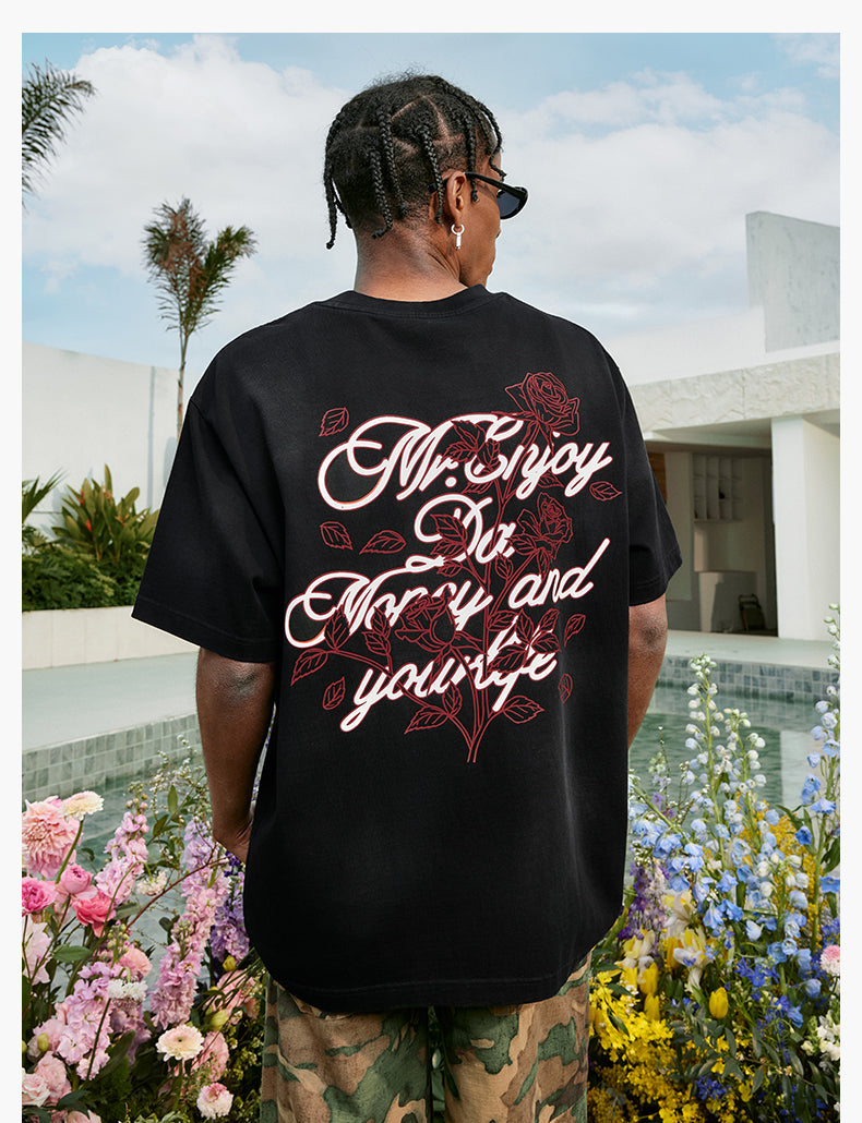 MEDM Rose Flower Print Washed Tee | Face 3 Face