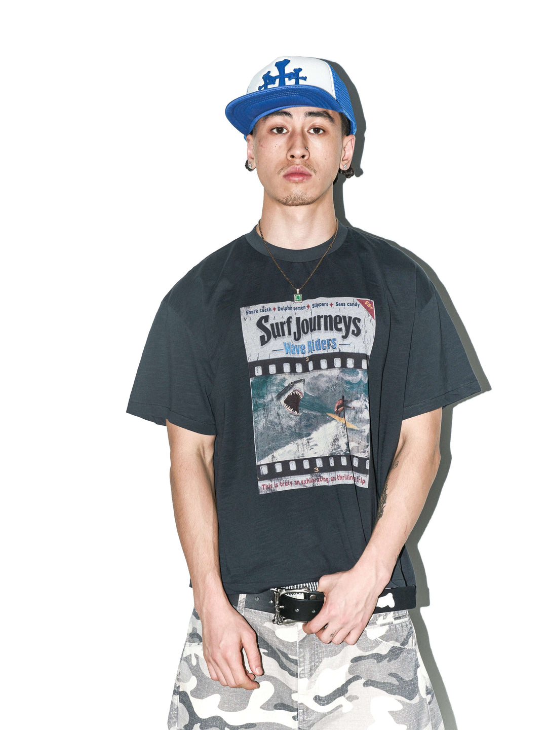 LIBERAFIT Vintage Washed Surfing Print Short Sleeve Tee | Face 3 Face