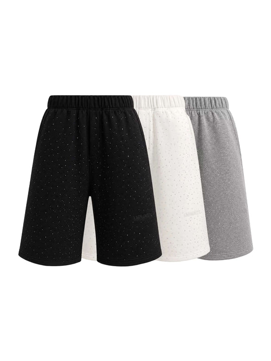 KARMANISTIC All Over Rhinestone Baggy Sweat Shorts | Face 3 Face