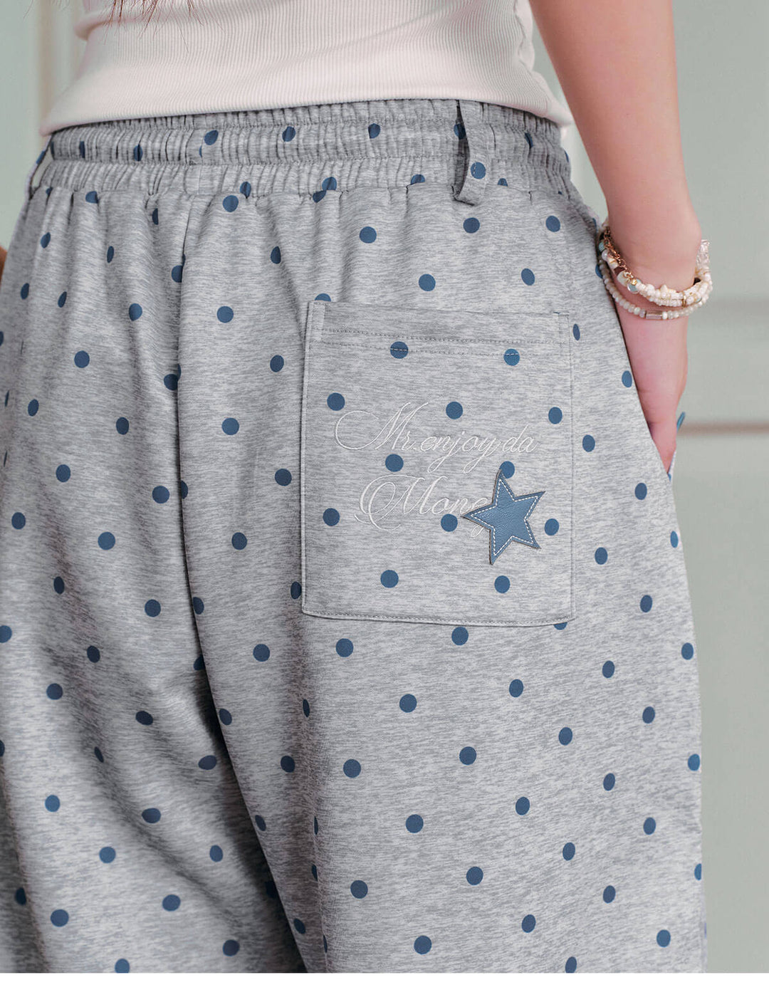 MEDM Polka Dot Print Wide Leg Sweatpants | Face 3 Face
