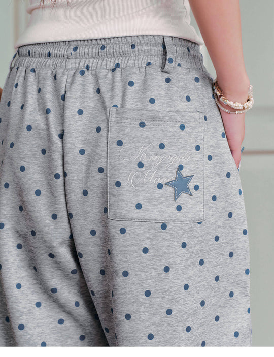 MEDM Polka Dot Print Wide Leg Sweatpants | Face 3 Face