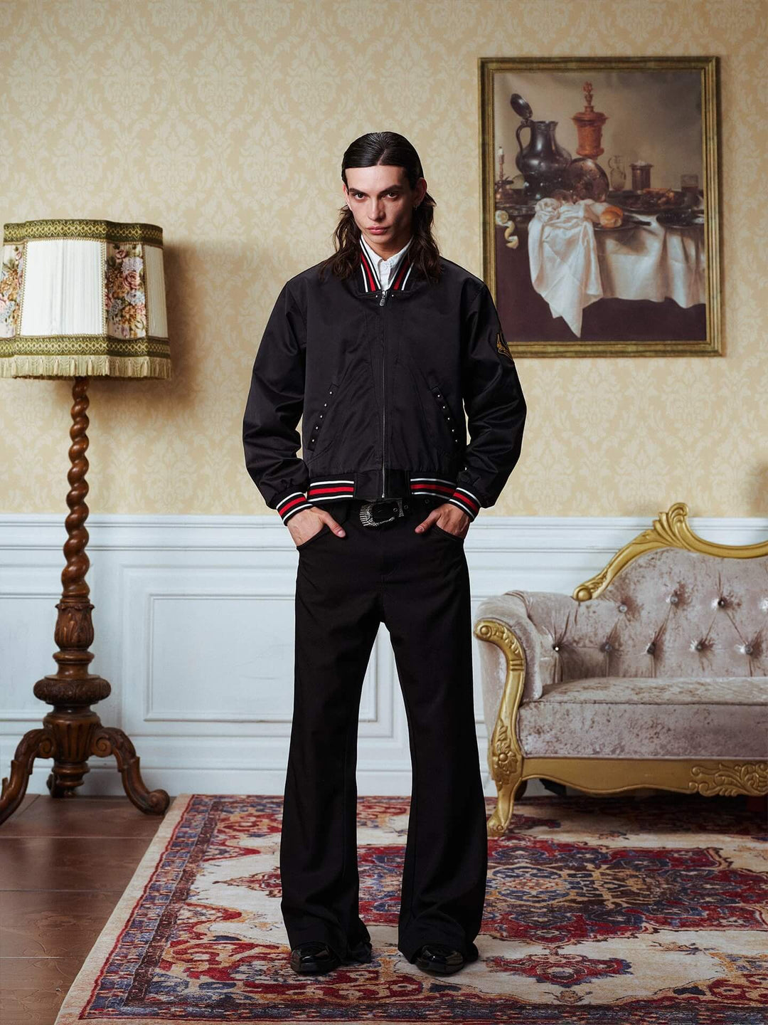YADcrew Crown Patch Contrast Rib Varsity Jacket | Face 3 Face