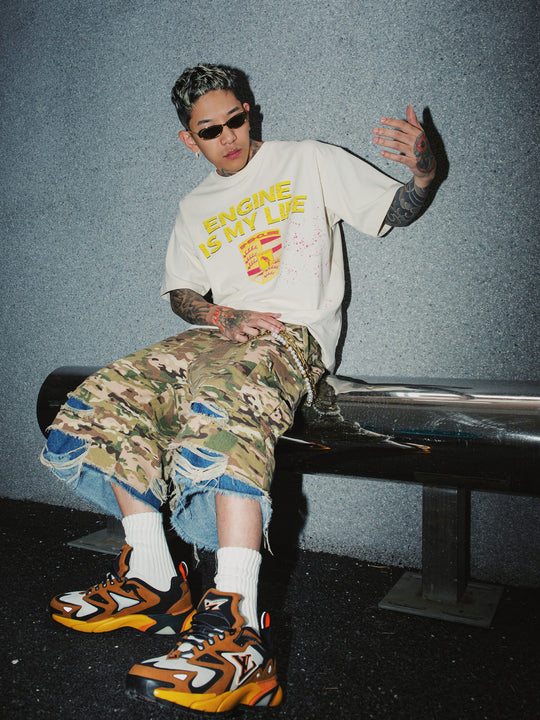 S45 Double Layer Destruction Camouflage Shorts | Face 3 Face