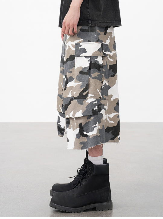 AFGK Camouflage Multi Pocket Destroyed Work Shorts | Face 3 Face