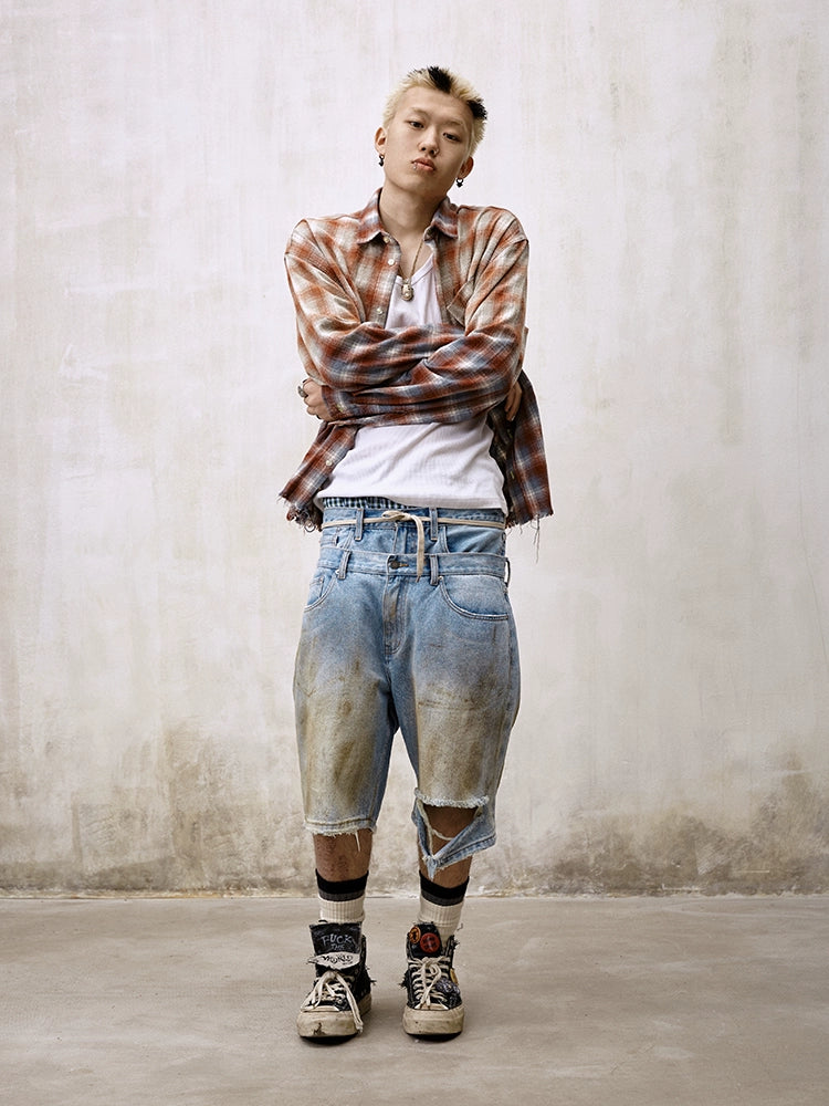 Remedy Gradient Washed Plaid Long Sleeve Shirt | Face 3 Face