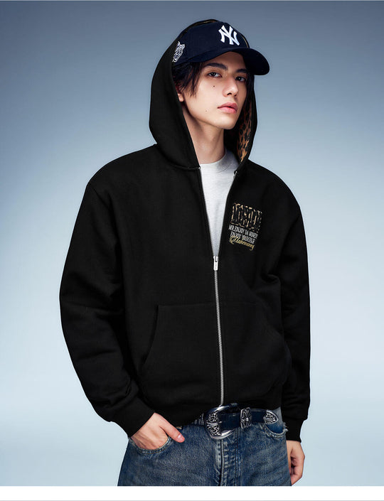MEDM Contrast Hood Lining Zip Up Hoodie | Face 3 Face