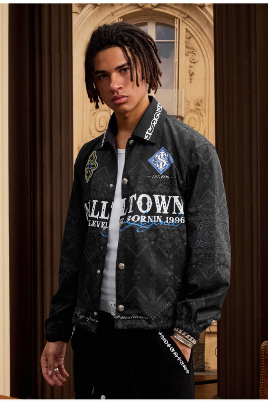 Small Town Kid All Over Ethnic Pattern Coach Jacket | Face 3 Face