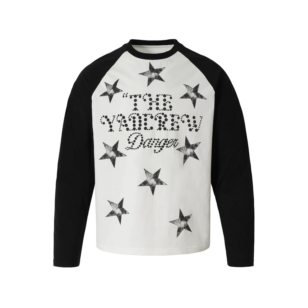 YADcrew Star Logo Print Raglan Long Sleeve Tee | Face 3 Face