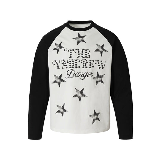 YADcrew Star Logo Print Raglan Long Sleeve Tee | Face 3 Face