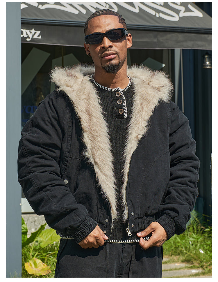 F3F Select Fur Quilted Lining Hoodie Jacket | Face 3 Face