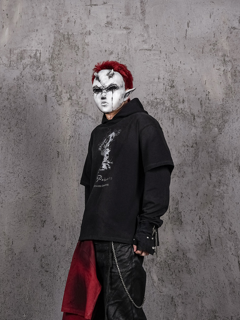 UNDERWATER Destruction Fake Layered Prisoner Print Hoodie | Face 3 Face