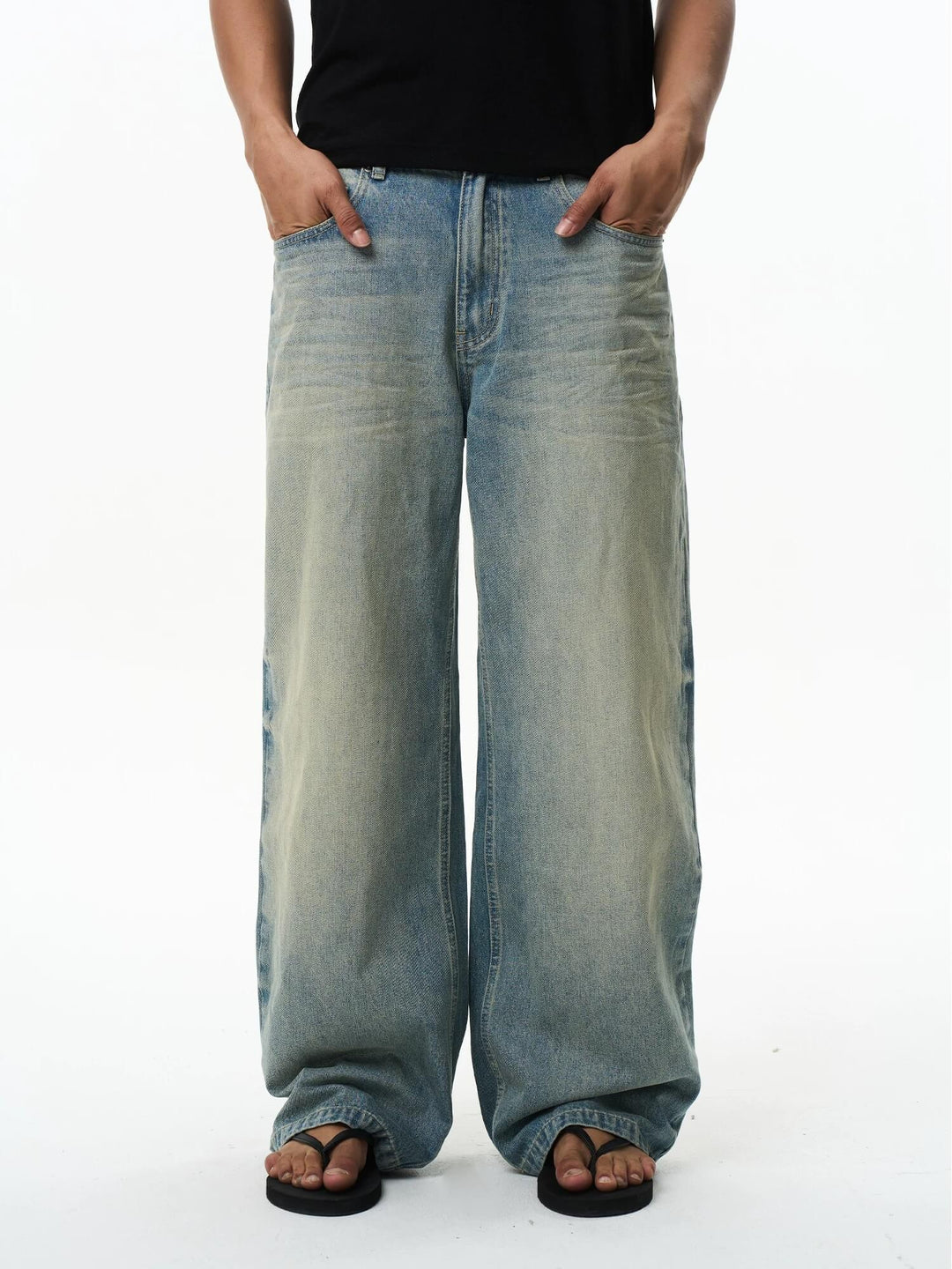EXITMODE BY BLIND NO PLAN 3D Whisker Washed Baggy Jeans | Face 3 Face