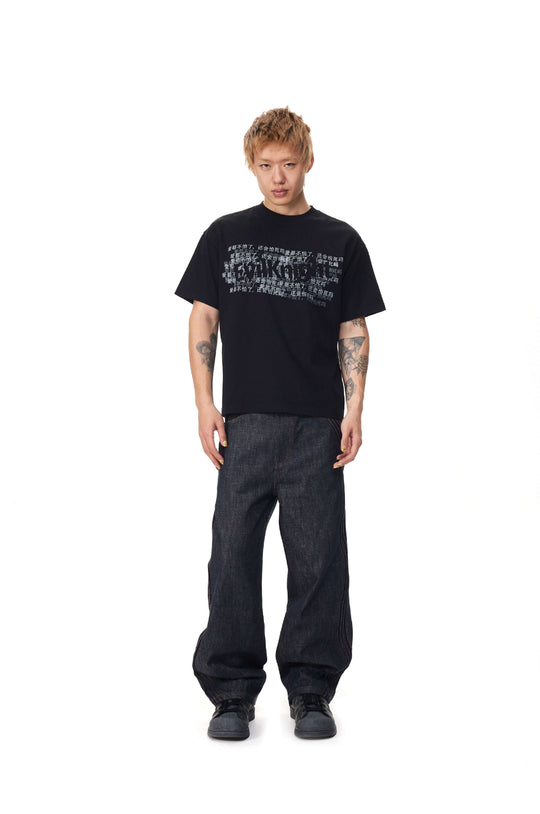 EVILKNIGHT(EK) Letter Graphic Print Short Sleeve Tee | Face 3 Face