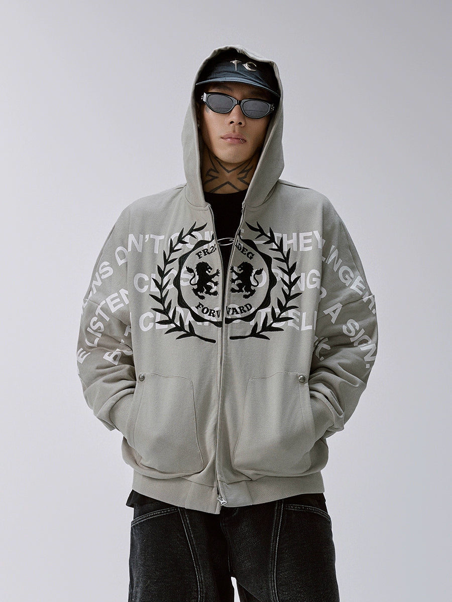 F2CE Embroidered Printed Zip Up Hoodie | Face 3 Face