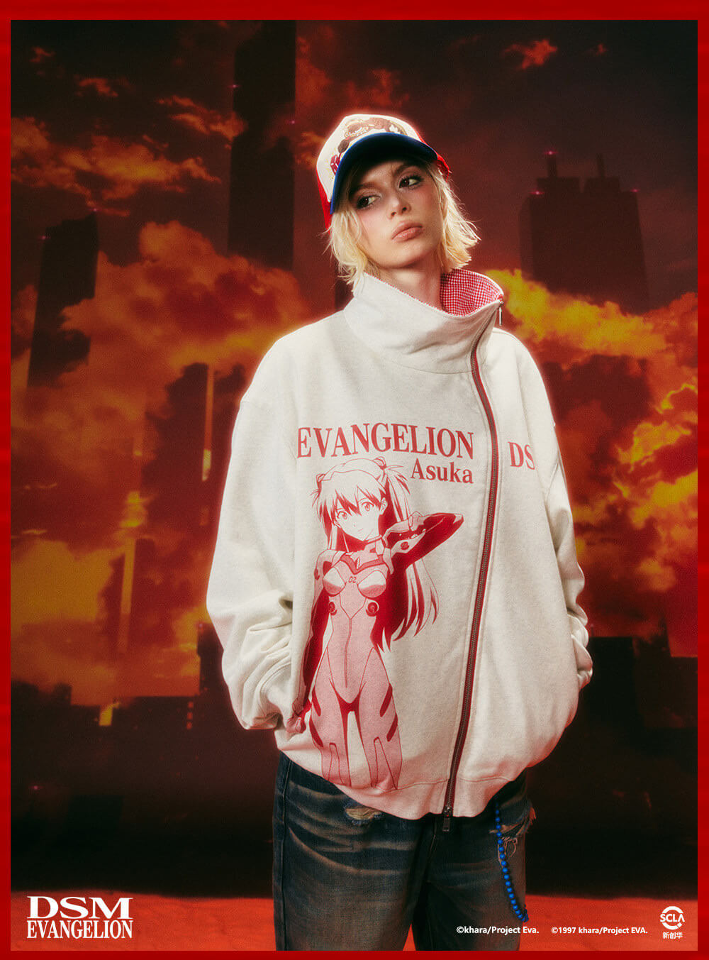 DSM x EVA Character Graphic Slanted Zip Sweatshirt | Face 3 Face