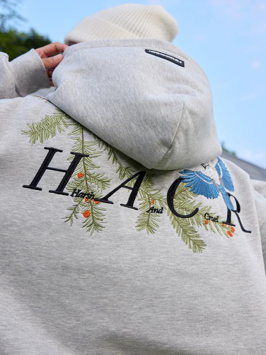 Harsh and Cruel Embroidered Pine Bird Hoodie | Face 3 Face