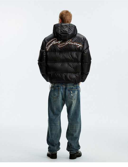 MEDM Leopard Leather Patch Puffer Jacket | Face 3 Face