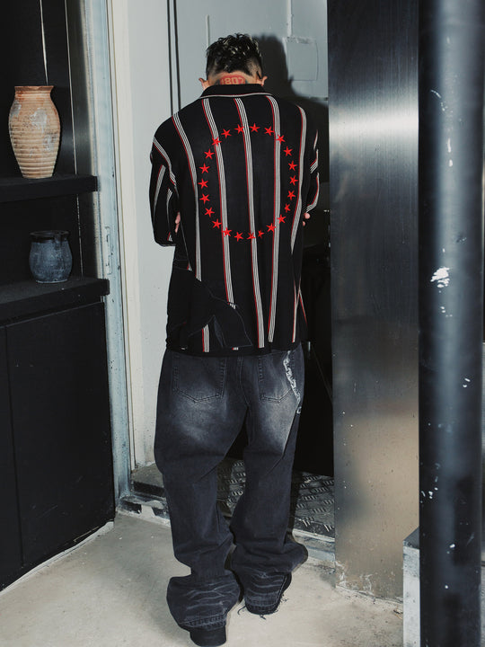 S45 Knitted War Horse Striped Polo | Face 3 Face