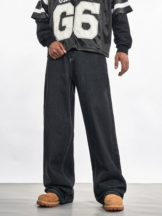 F3F Select Contrast Stitching Black Jeans | Face 3 Face