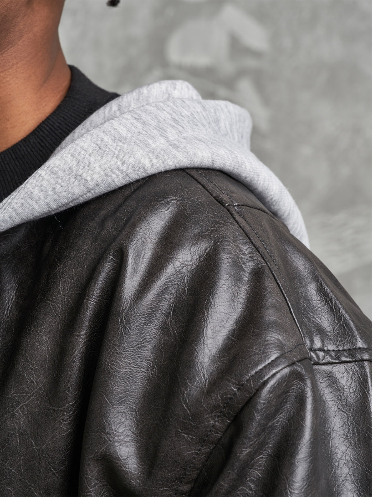 F3F Select PU Leather Hooded Bomber Jacket | Face 3 Face