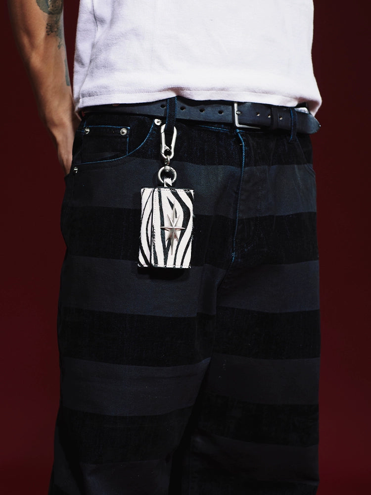 Remedy Metal Studded Keychain Coin Card Leather Wallet | Face 3 Face