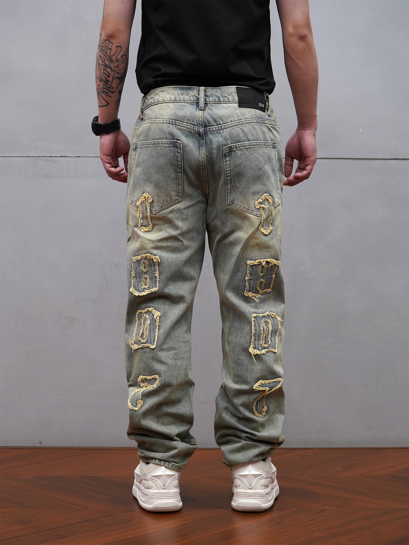 1807 Patch Embroidery Ripped Jeans | Face 3 Face