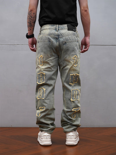 1807 Patch Embroidery Ripped Jeans | Face 3 Face