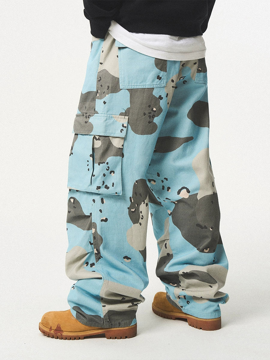 EMPTY REFERENCE Blue Camouflage Work Cargo Pants | Face 3 Face