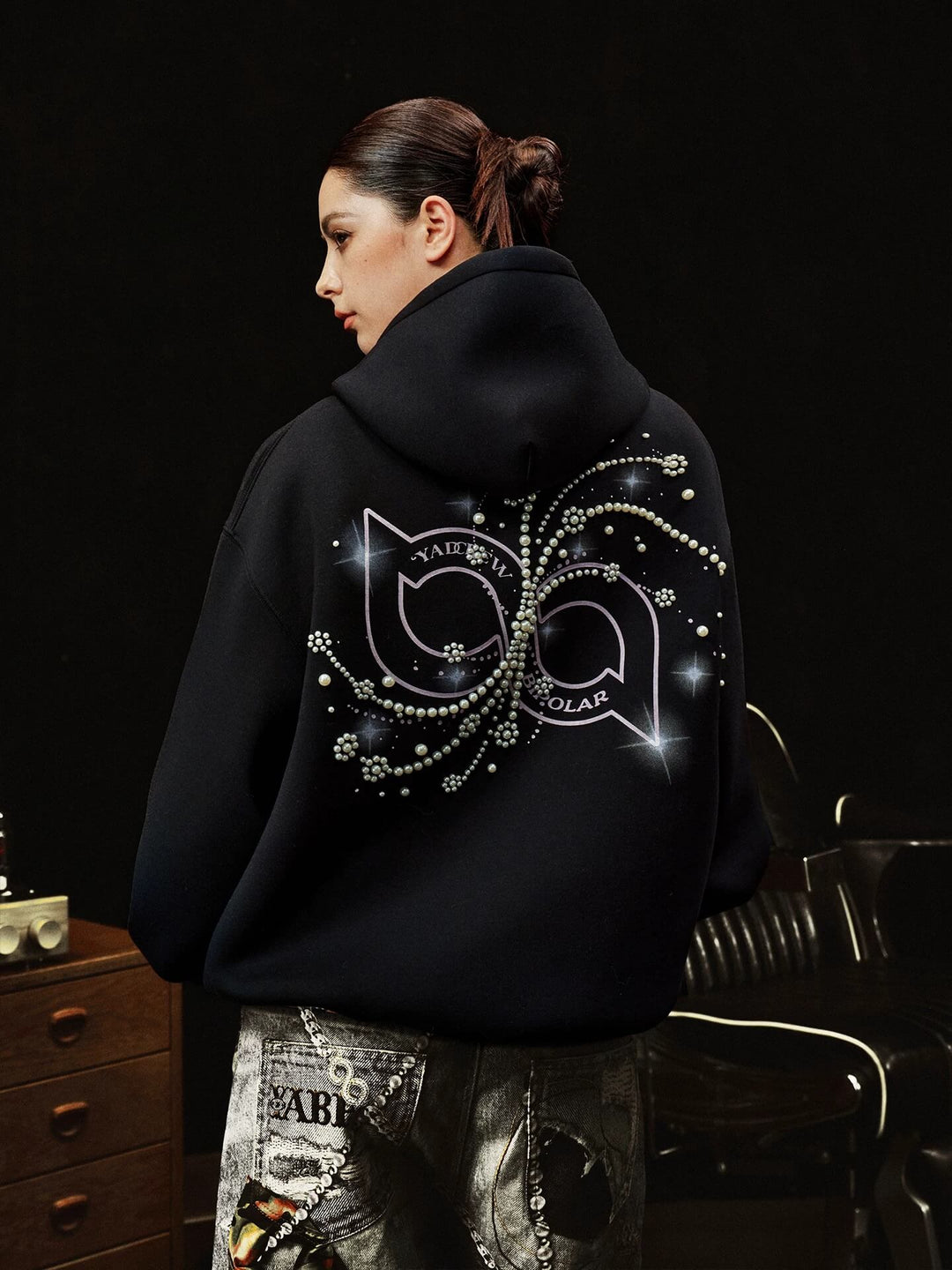 YADcrew x BIPOLAR Puzzle Pearl Embroidered Hoodie | Face 3 Face