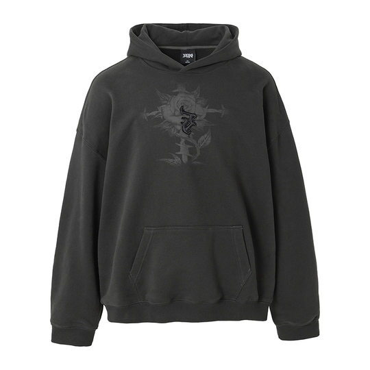 JHYQ Embroidered Beaded Rose Print Hoodie