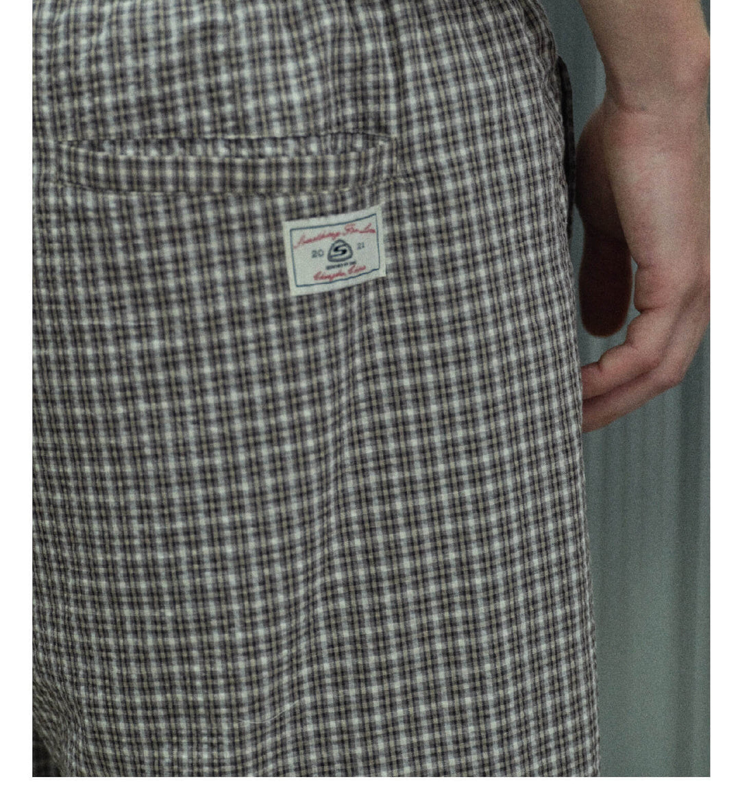 S45 Checkered Seersucker Baggy Shorts