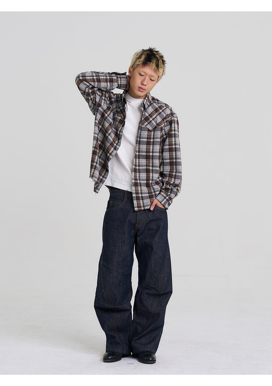 EVILKNIGHT(EK) Plaid Long Sleeve Western Shirt | Face 3 Face