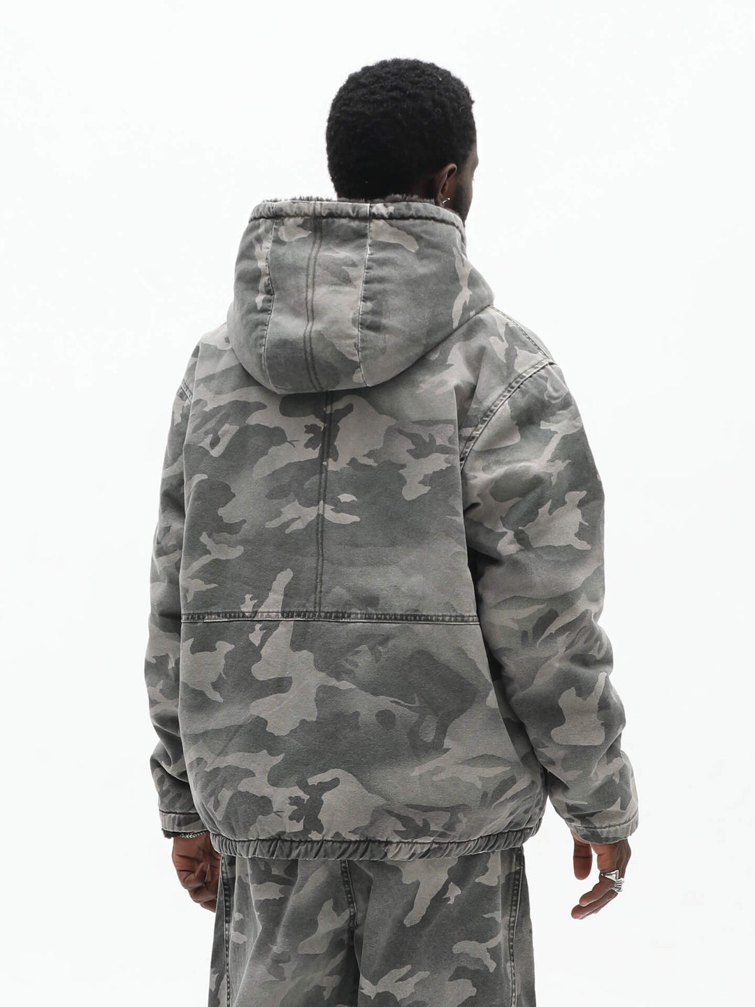UNTILWERICH Washed Camouflage Hooded Jacket