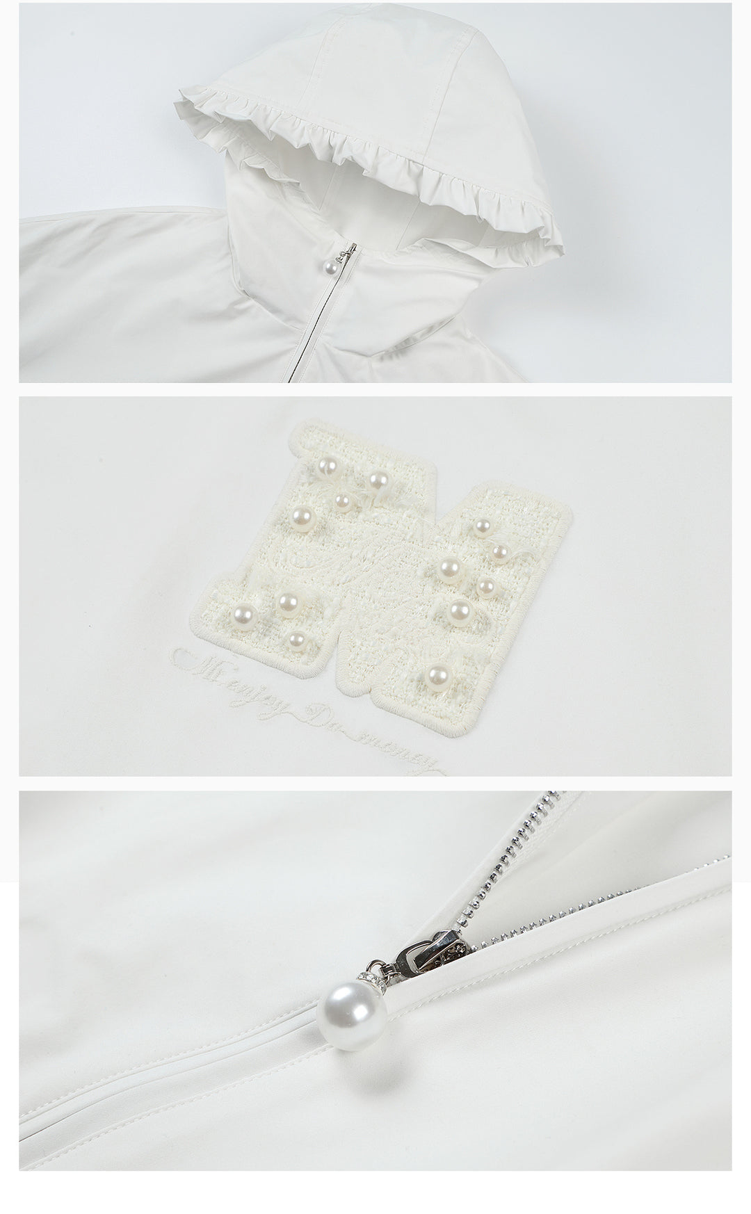 MEDM Pearl Logo Lace Hooded Zip Jacket | Face 3 Face