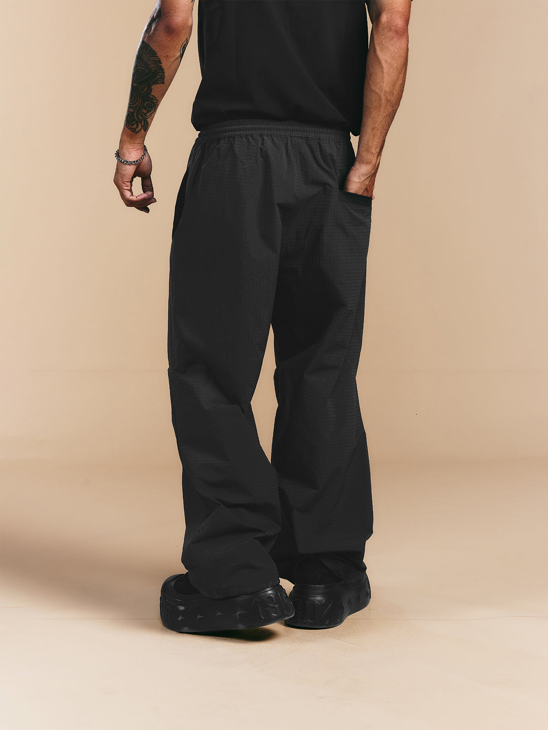 1807 Textured Plaid Fabric Track Pants | Face 3 Face