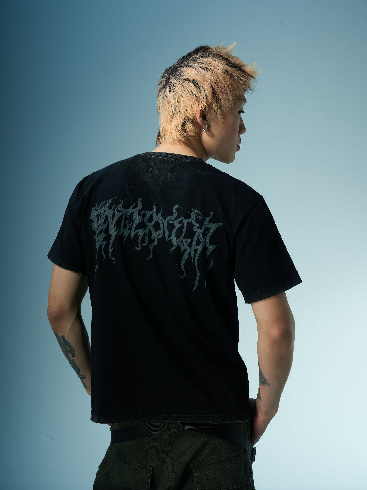 EVILKNIGHT(EK) Washed Portrait Printed Tee | Face 3 Face