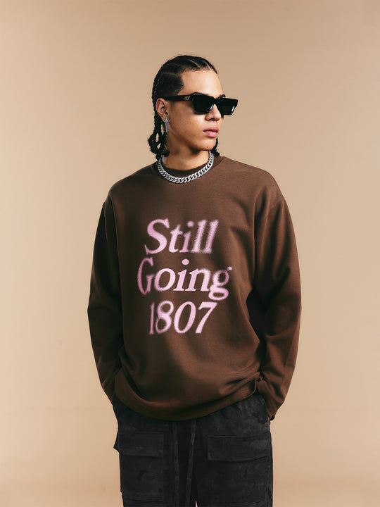 1807 Blurred Logo Print Distressed Long Sleeve Tee | Face 3 Face