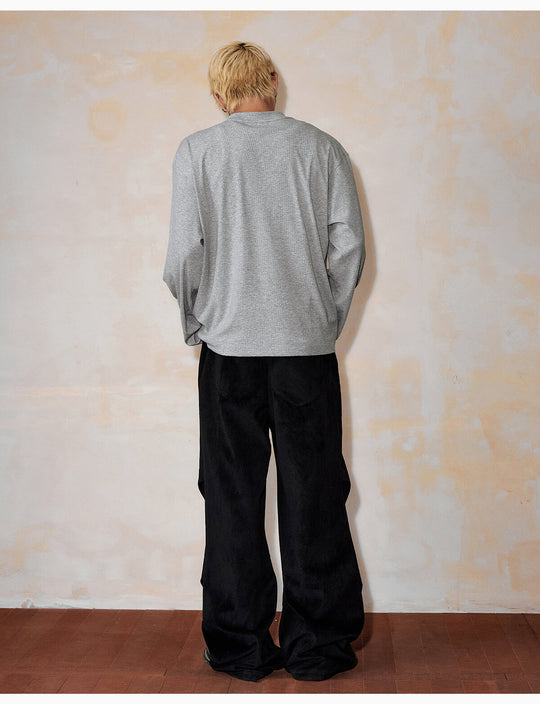 MEDM Flower Button Henley Long Sleeve Tee | Face 3 Face