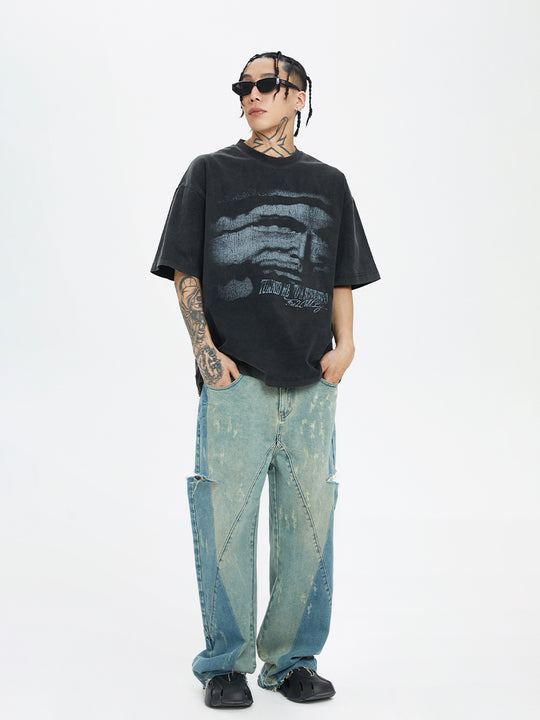 F2CE Washing Old Vintage Face Printed Tee