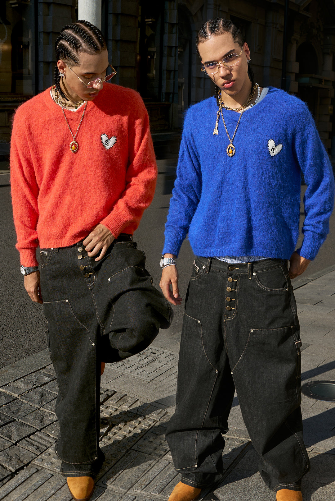 STEEPC Wool Blend Heart Patch Knit Sweater | Face 3 Face