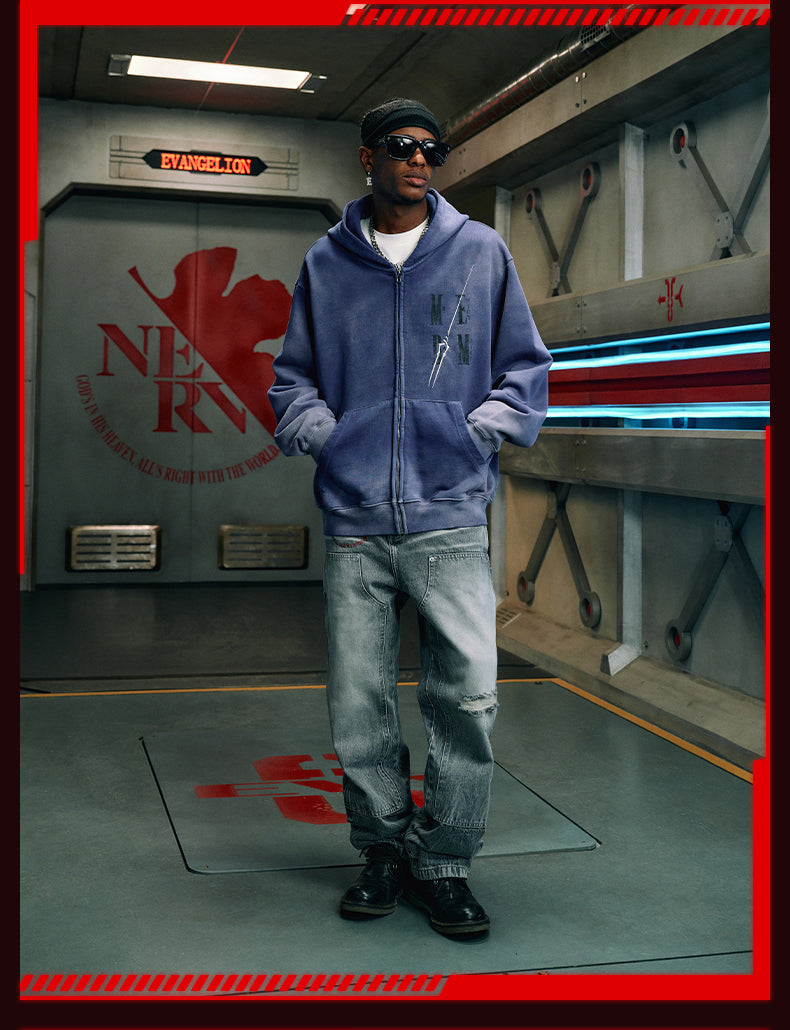 MEDM x EVA Evangelion Washed Zip-Up Hoodie | Face 3 Face