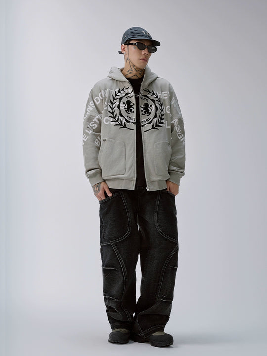 F2CE Embroidered Printed Zip Up Hoodie | Face 3 Face