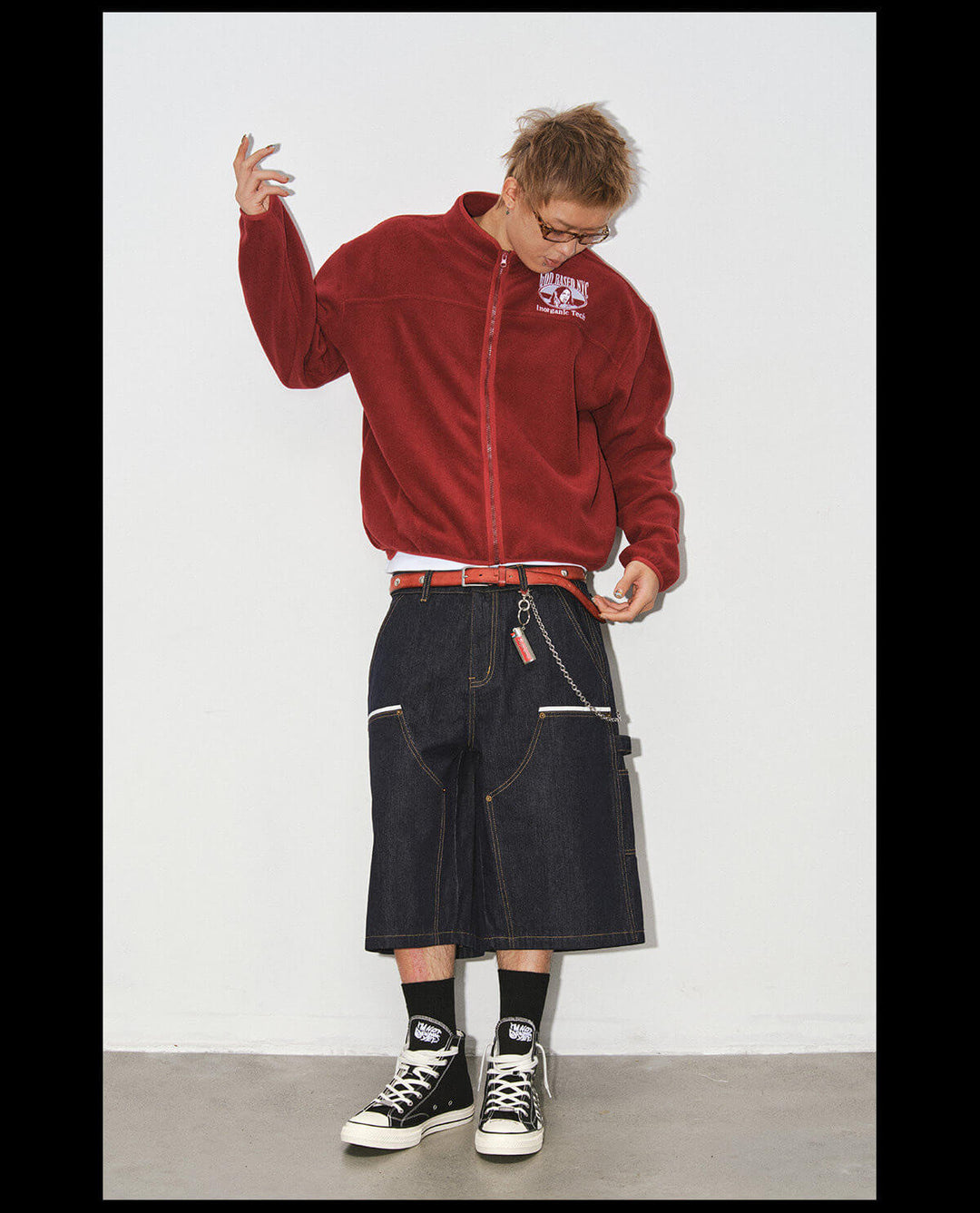 NOVACAM Burgundy Embroidered Fleece Zip Up Jacket | Face 3 Face